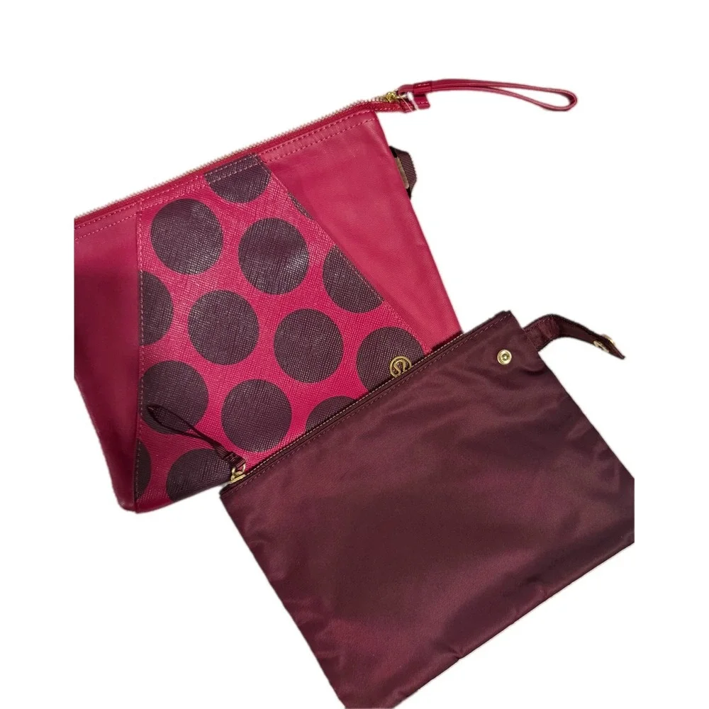 Lululemon In The Present Pouch Deep Ruby Bordeaux Drama Polka Dot W9M61S NWT